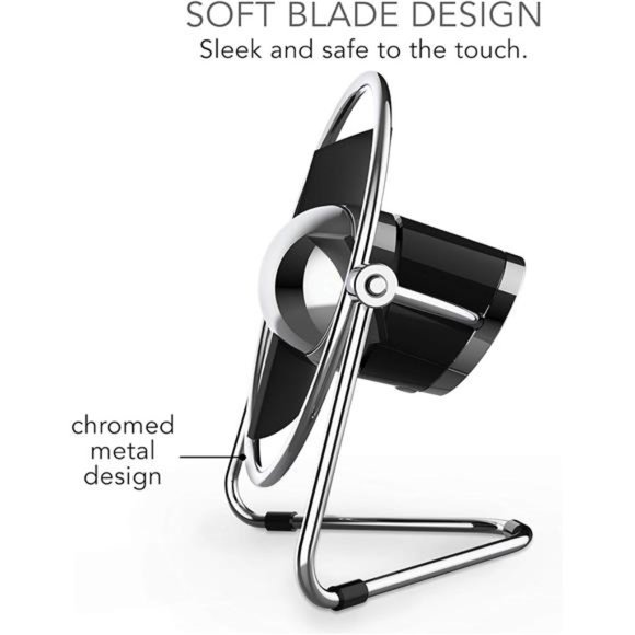 USB Fan with Soft Blades, 2 Speeds, Touch Control, Quiet Operation, Metal Frame - Picture 2 of 6